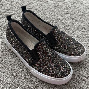 Cat & Jack Black Glitter Kids Slip-On Sneakers